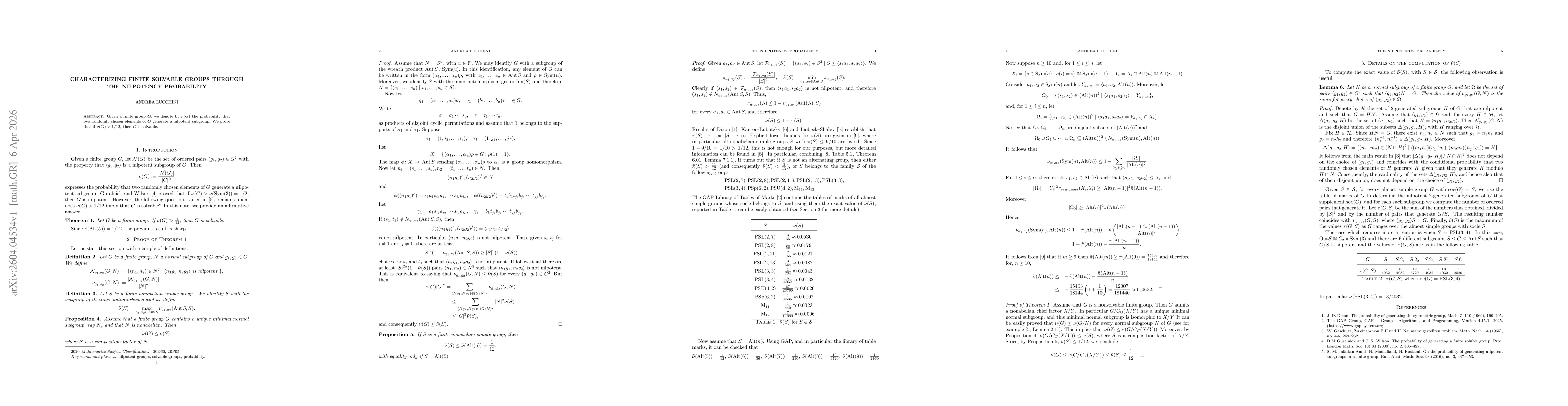 Thumbnail for Characterizing finite solvable groups through the nilpotency probability