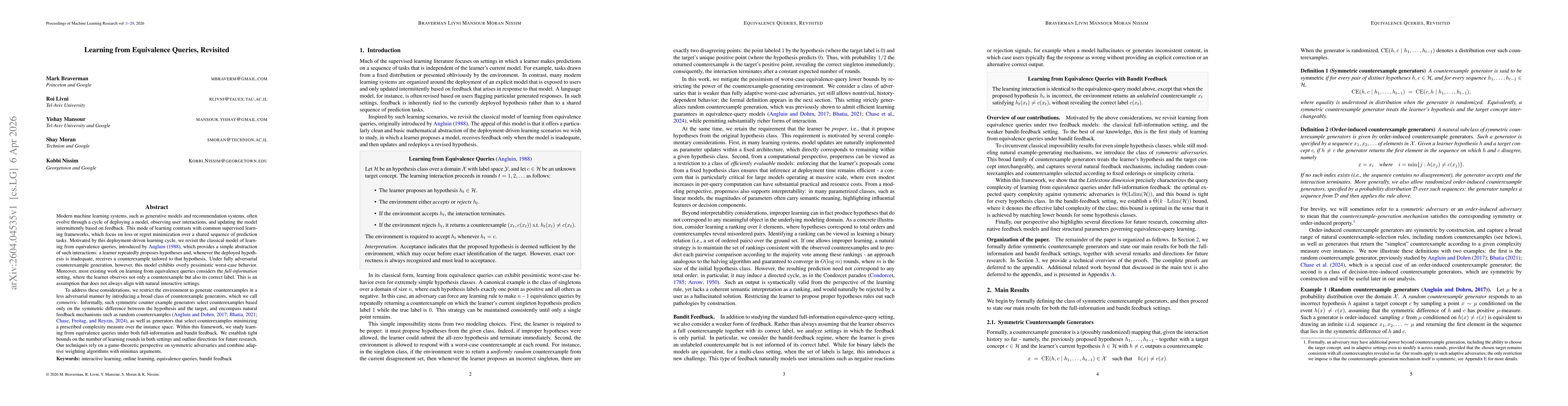Thumbnail for Learning from Equivalence Queries, Revisited
