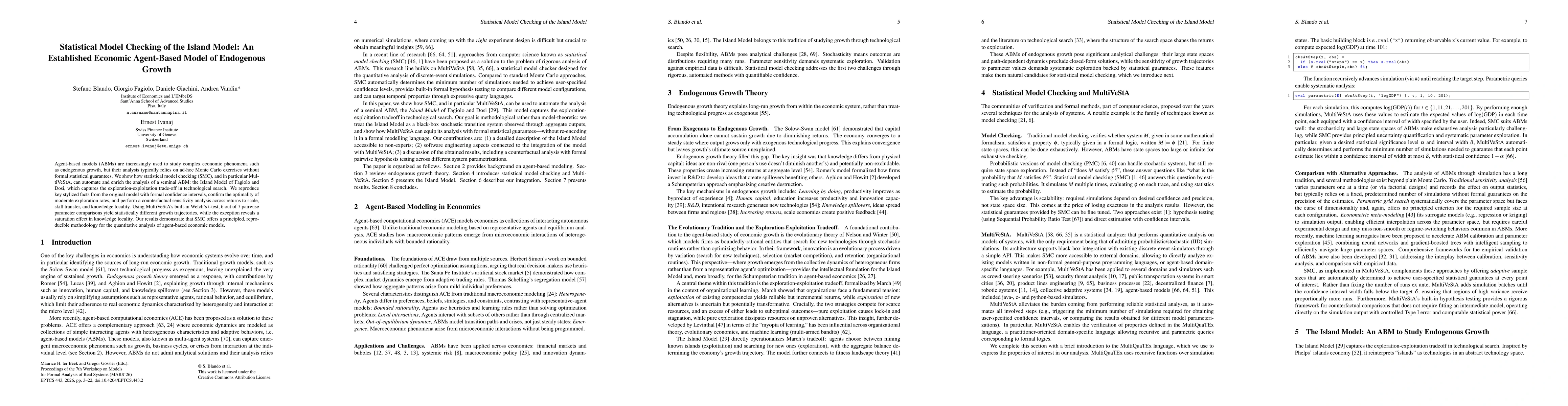 Thumbnail for Statistical Model Checking of the Island Model: An Established Economic Agent-Based Model of Endogenous Growth