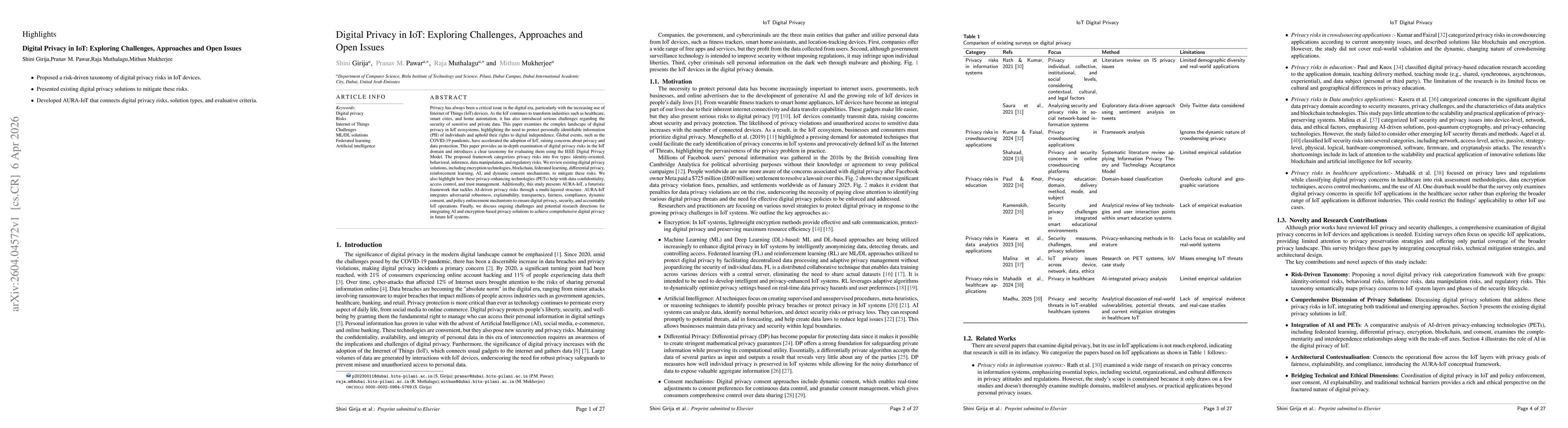 Thumbnail for Digital Privacy in IoT: Exploring Challenges, Approaches and Open Issues
