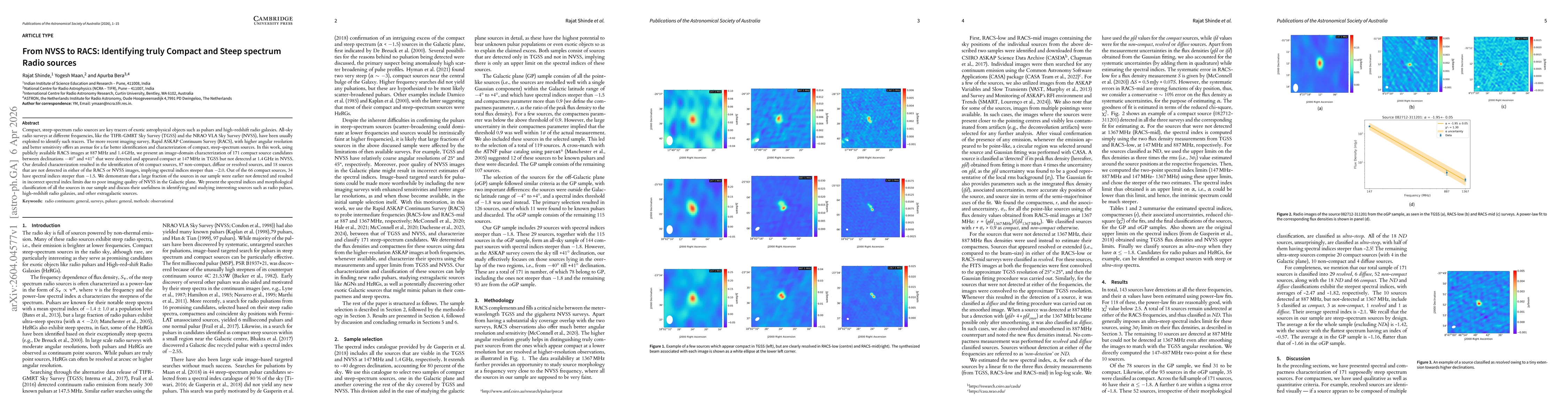 Thumbnail for From NVSS to RACS: Identifying truly Compact and Steep spectrum Radio sources