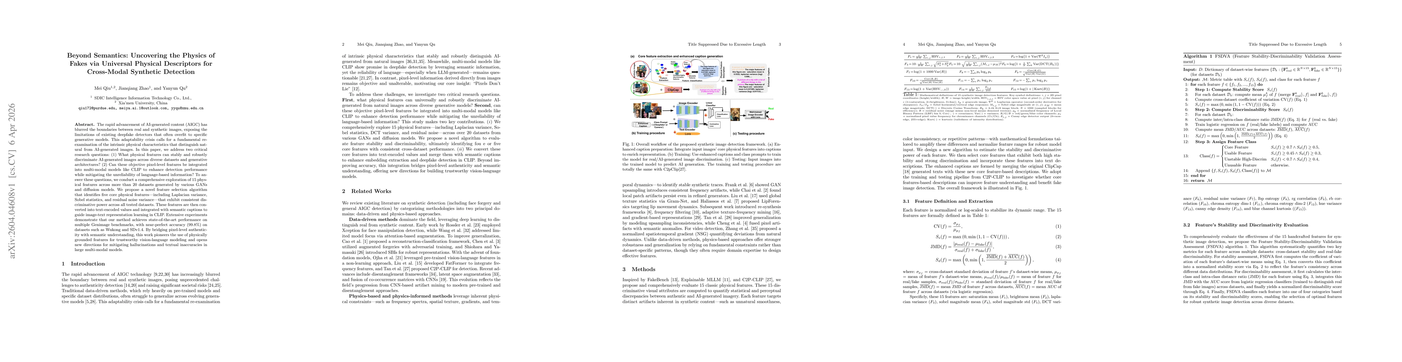 Thumbnail for Beyond Semantics: Uncovering the Physics of Fakes via Universal Physical Descriptors for Cross-Modal Synthetic Detection
