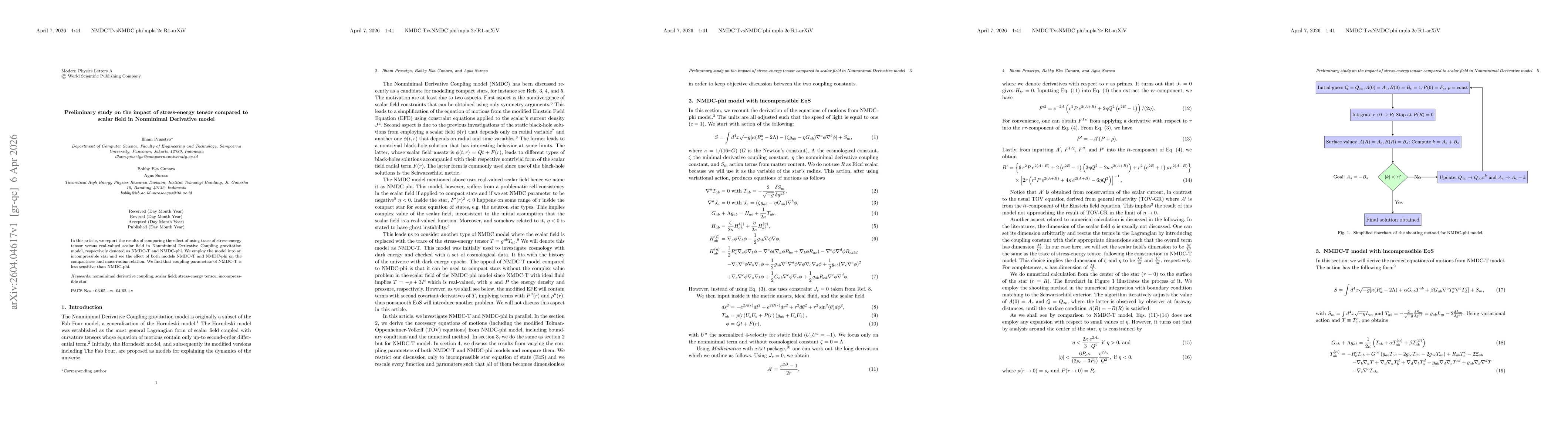 Thumbnail for Preliminary study on the impact of stress-energy tensor compared to scalar field in Nonminimal Derivative model