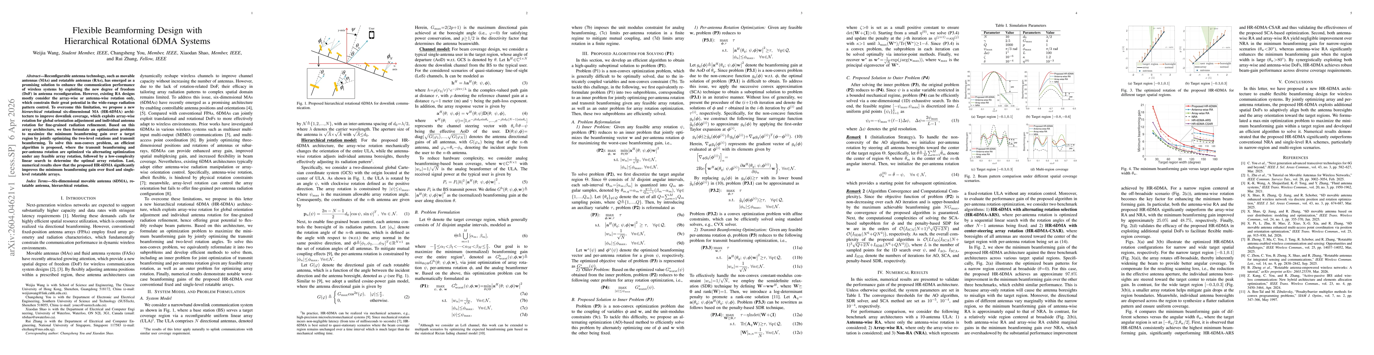 Thumbnail for Flexible Beamforming Design with Hierarchical Rotational 6DMA Systems