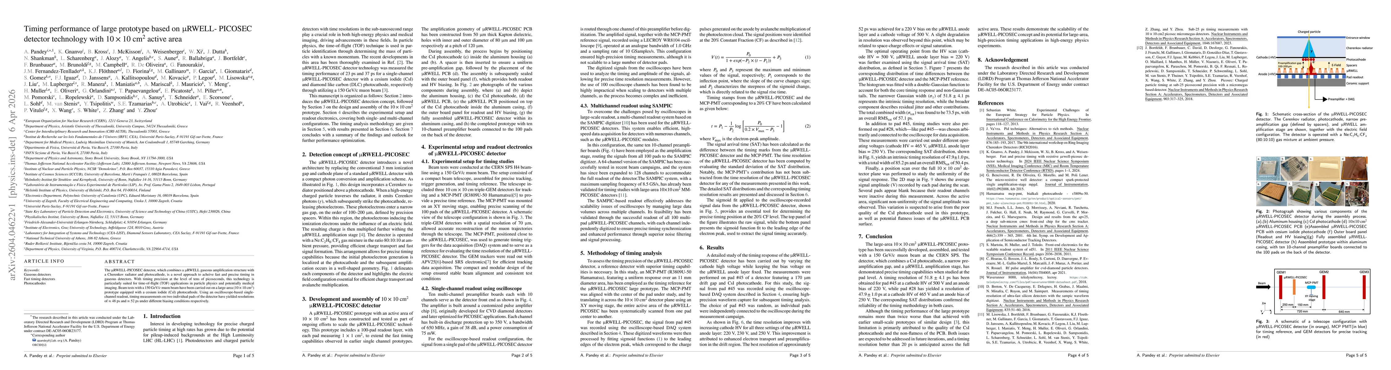 Thumbnail for Timing performance of large prototype based on $\upmu$RWELL- PICOSEC detector technology with $10 \times 10\ \mathrm{cm}^{2}$ active area