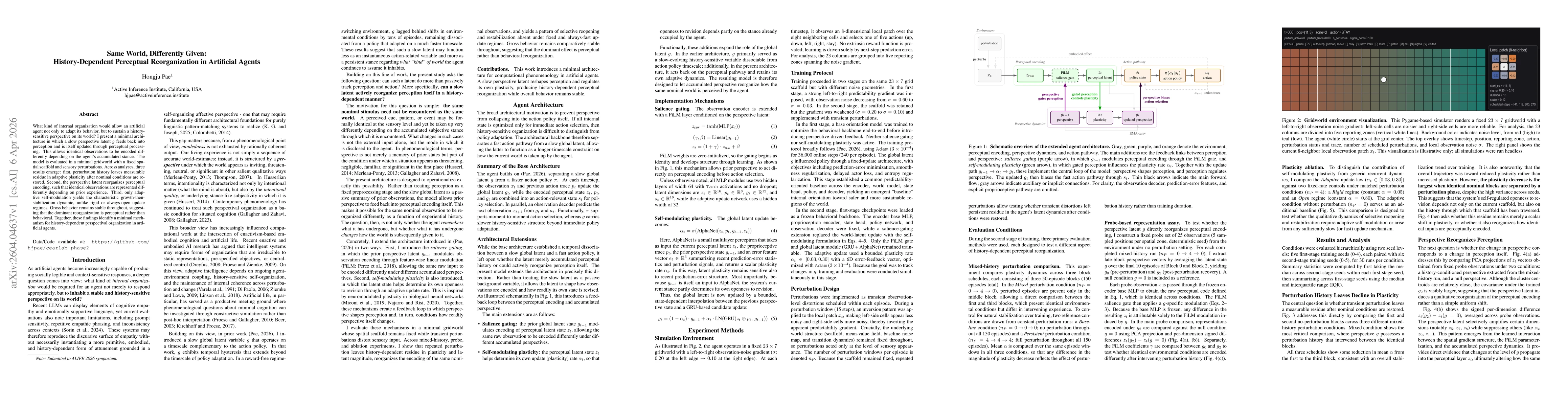 Thumbnail for Same World, Differently Given: History-Dependent Perceptual Reorganization in Artificial Agents