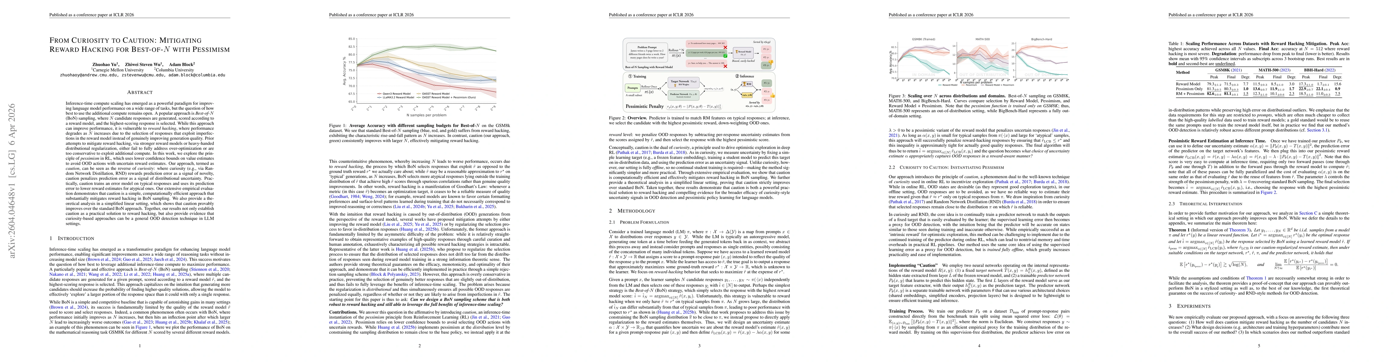 Thumbnail for From Curiosity to Caution: Mitigating Reward Hacking for Best-of-N with Pessimism