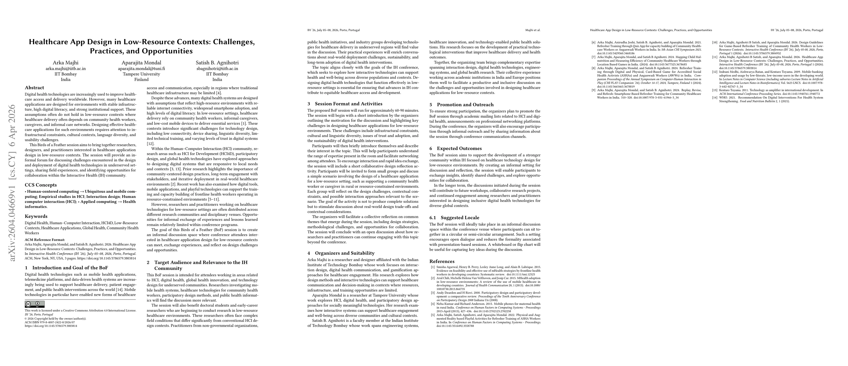 Thumbnail for Healthcare App Design in Low-Resource Contexts: Challenges, Practices, and Opportunities