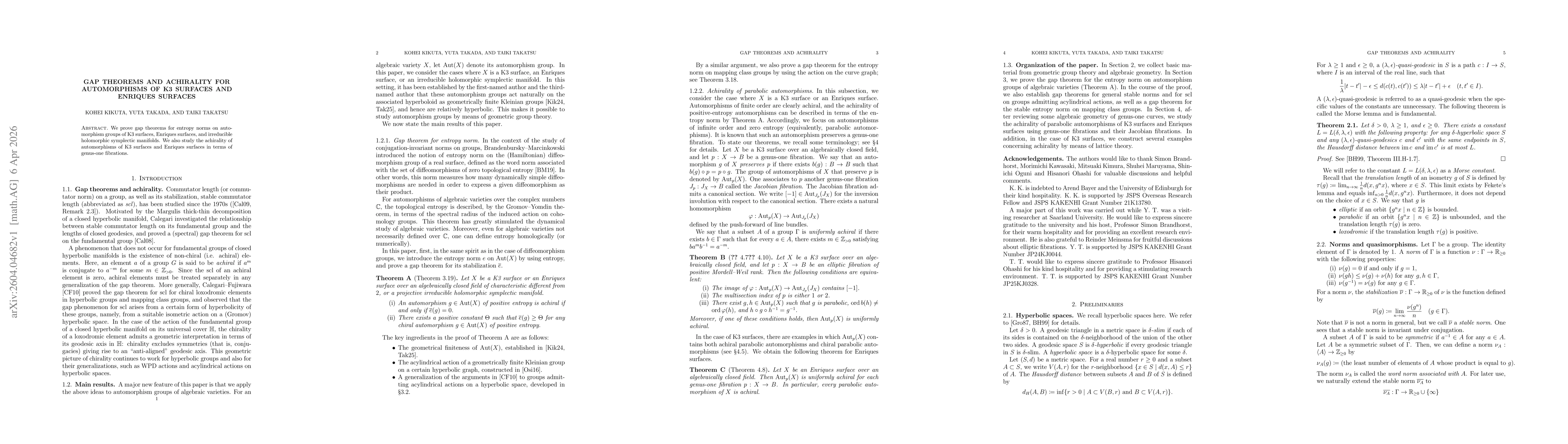 Thumbnail for Gap theorems and achirality for automorphisms of K3 surfaces and Enriques surfaces