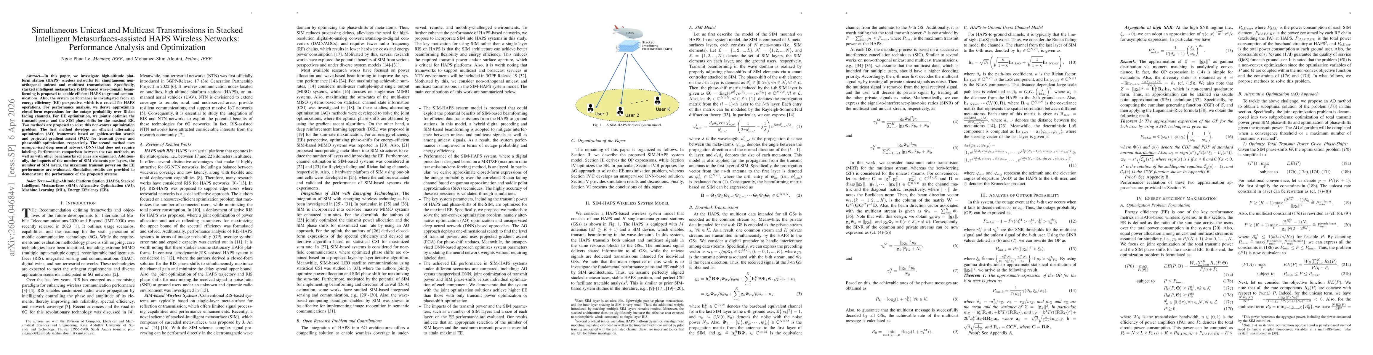 Thumbnail for Simultaneous Unicast and Multicast Transmissions in Stacked Intelligent Metasurfaces-assisted HAPS Wireless Networks: Performance Analysis and Optimization