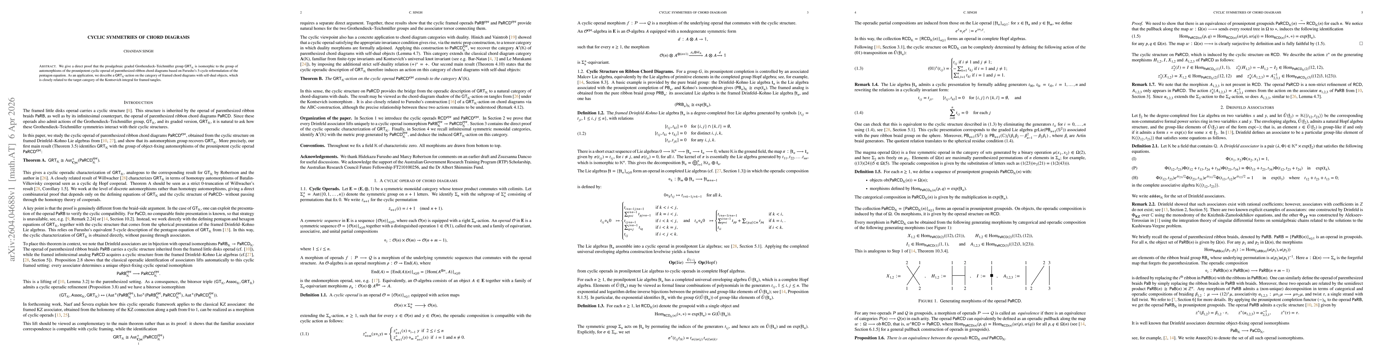 Thumbnail for Cyclic Symmetries of Chord Diagrams