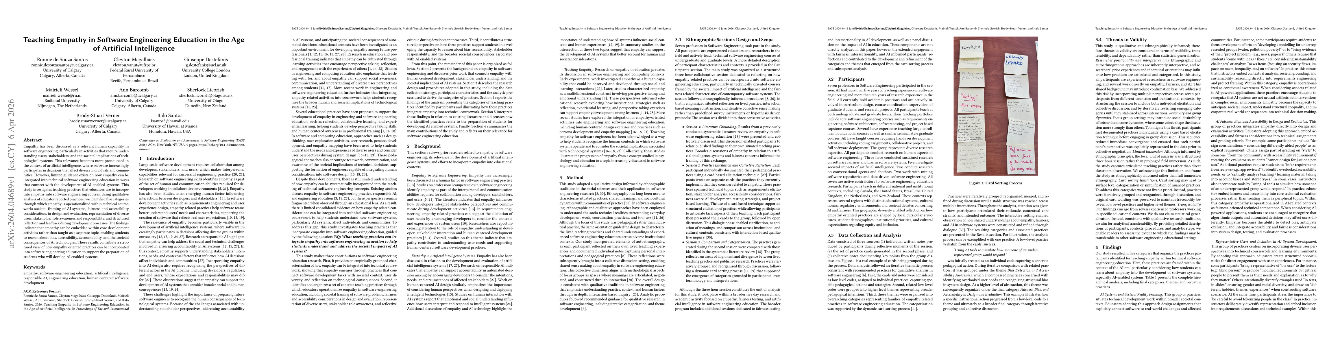 Thumbnail for Teaching Empathy in Software Engineering Education in the Age of Artificial Intelligence