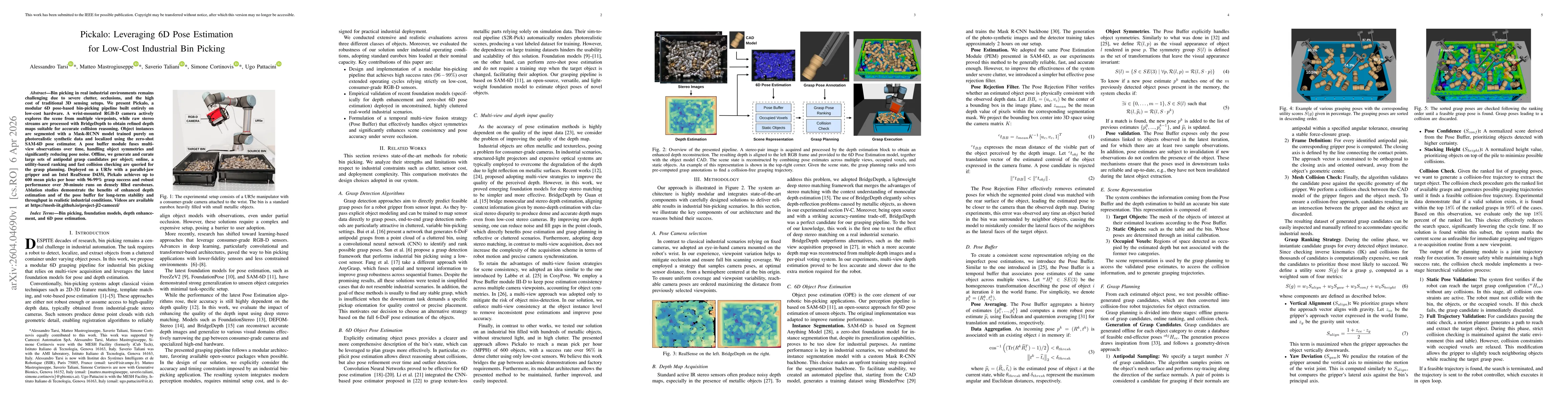 Thumbnail for Pickalo: Leveraging 6D Pose Estimation for Low-Cost Industrial Bin Picking