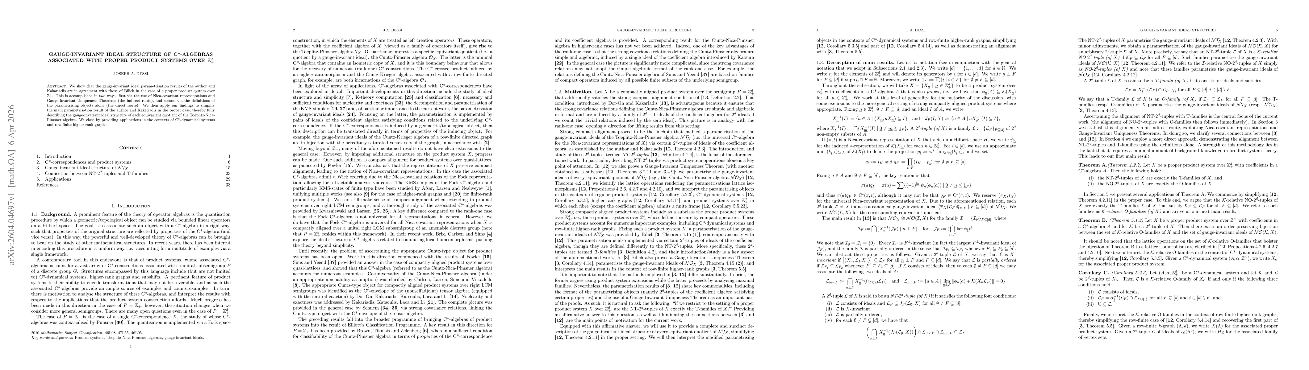 Thumbnail for Gauge-invariant ideal structure of C*-algebras associated with proper product systems over $\mathbb{Z}_+^d$