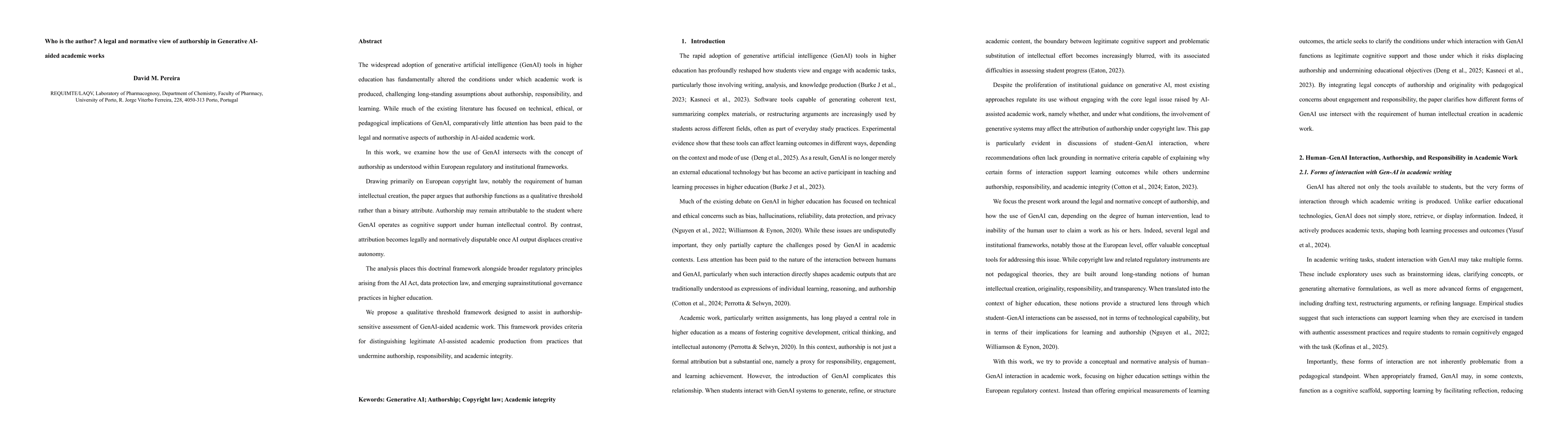 Thumbnail for Who is the author? A legal and normative view of authorship in Generative AI-aided academic works