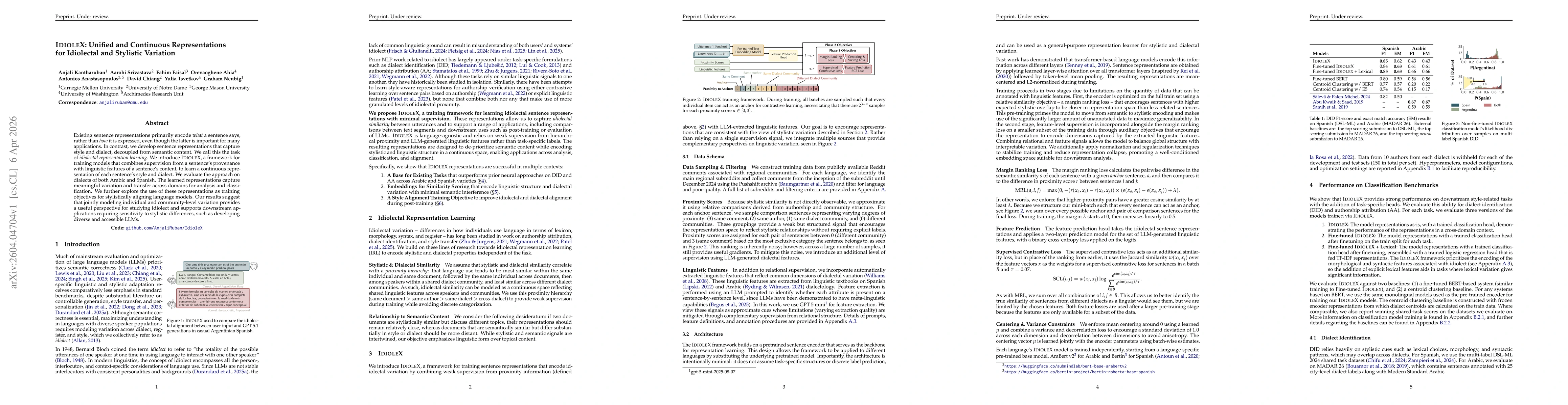 Thumbnail for IDIOLEX: Unified and Continuous Representations for Idiolectal and Stylistic Variation
