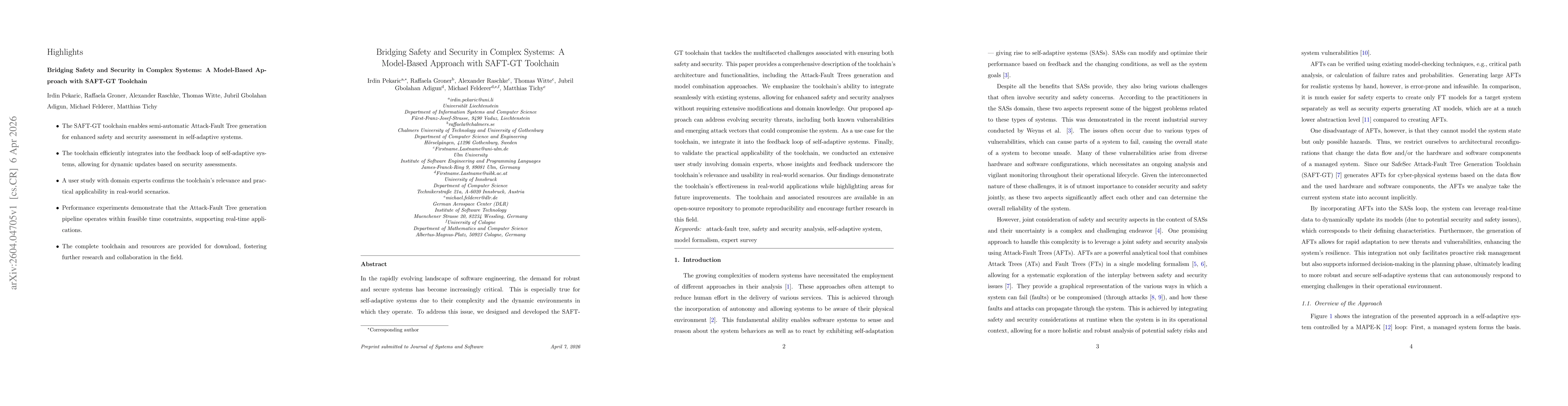 Thumbnail for Bridging Safety and Security in Complex Systems: A Model-Based Approach with SAFT-GT Toolchain
