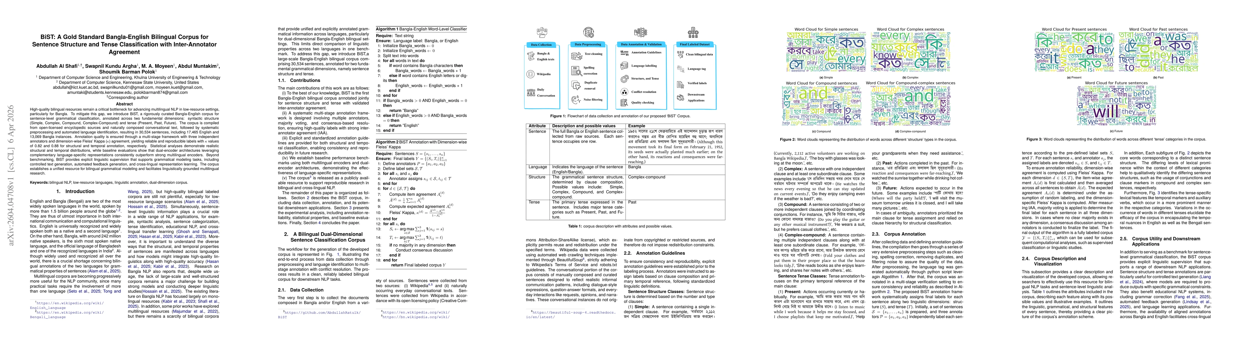 Thumbnail for BiST: A Gold Standard Bangla-English Bilingual Corpus for Sentence Structure and Tense Classification with Inter-Annotator Agreement