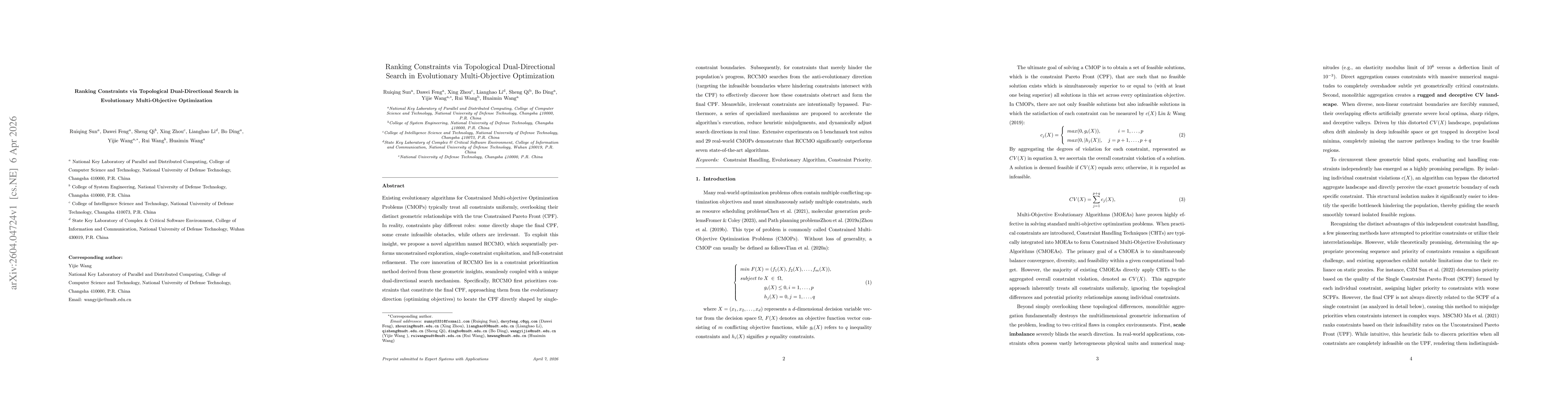 Thumbnail for Ranking Constraints via Topological Dual-Directional Search in Evolutionary Multi-Objective Optimization