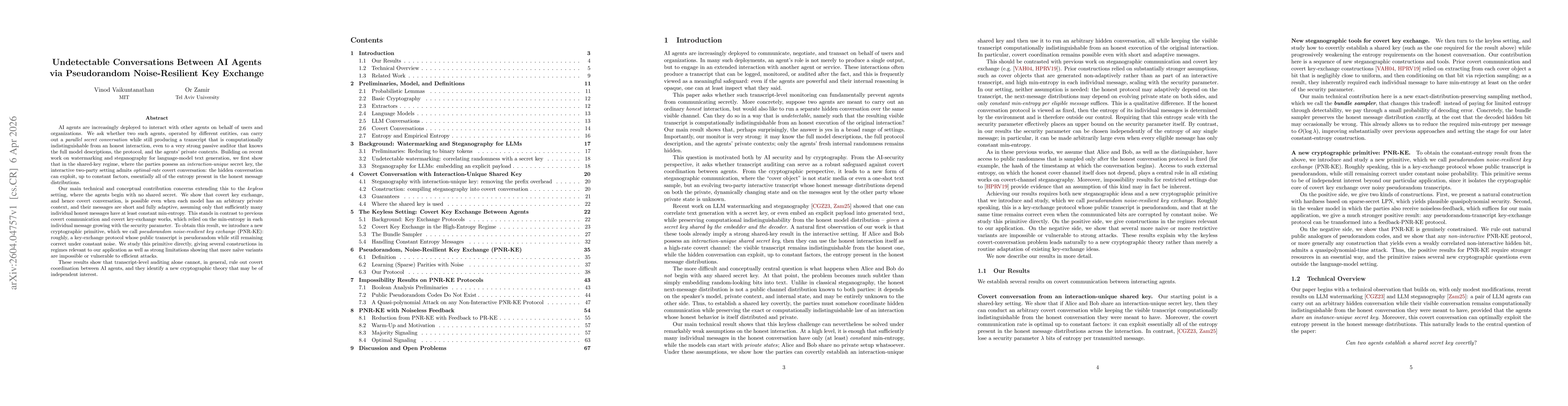 Thumbnail for Undetectable Conversations Between AI Agents via Pseudorandom Noise-Resilient Key Exchange