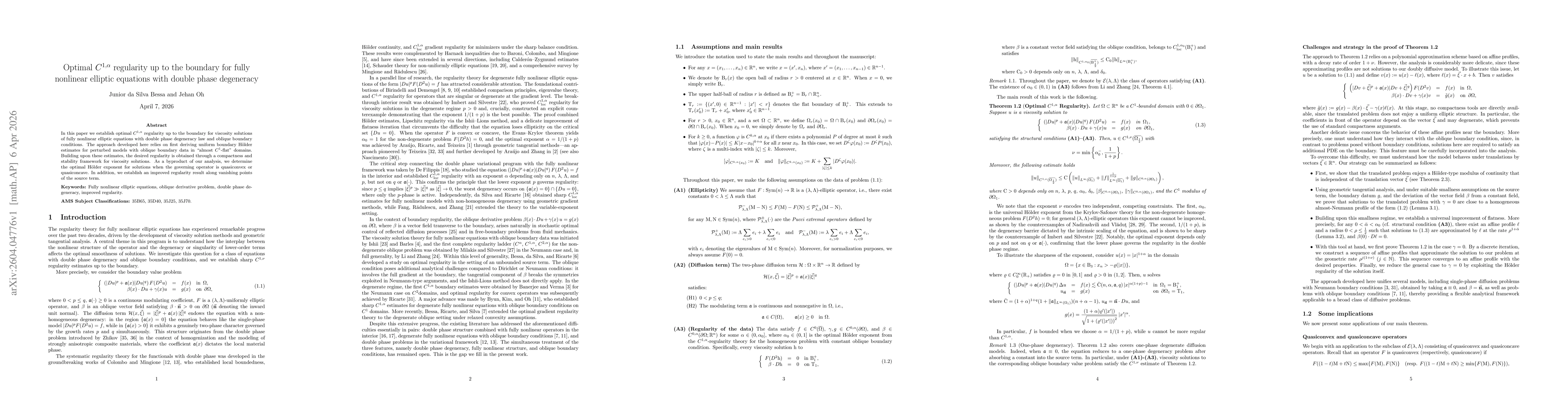 Thumbnail for Optimal $C^{1,α}$ regularity up to the boundary for fully nonlinear elliptic equations with double phase degeneracy