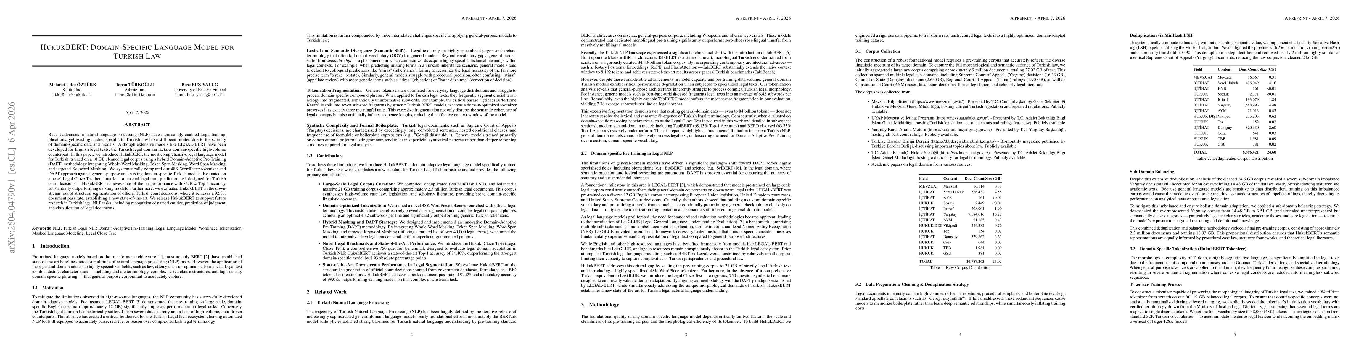 Thumbnail for HUKUKBERT: Domain-Specific Language Model for Turkish Law