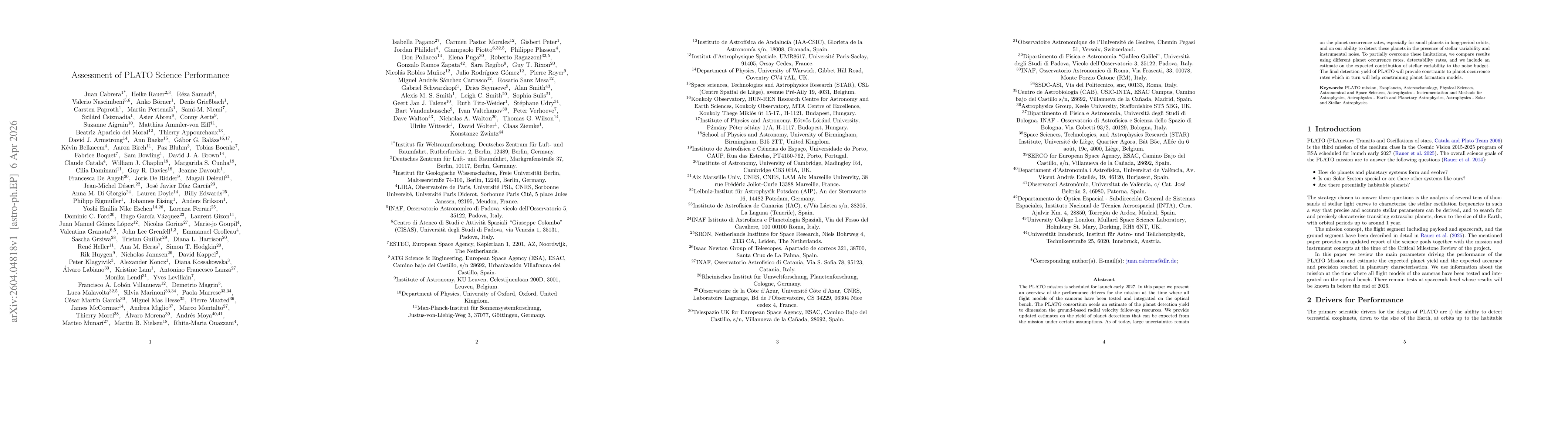Thumbnail for Assessment of PLATO Science Performance