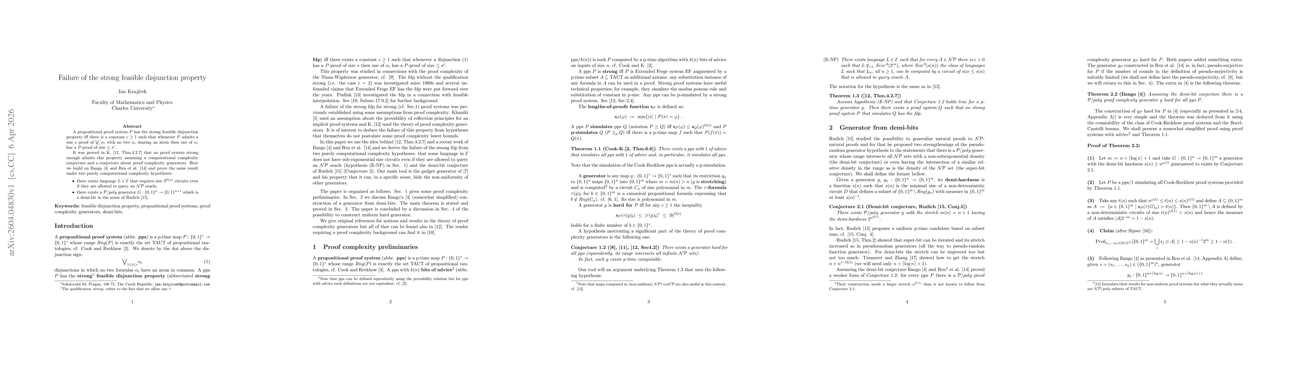 Thumbnail for Failure of the strong feasible disjunction property