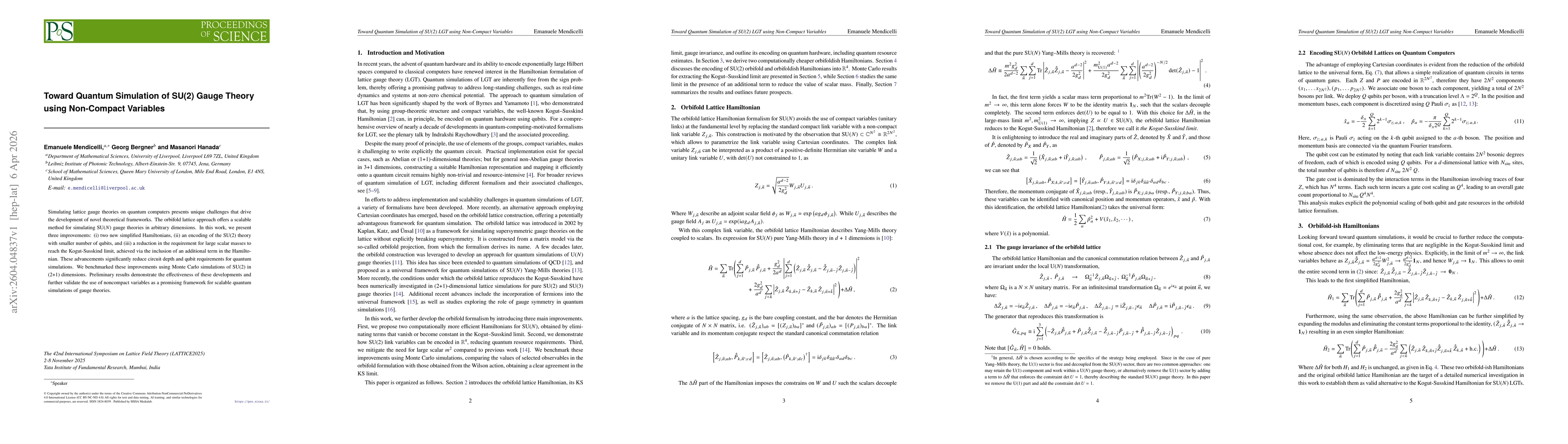 Thumbnail for Toward Quantum Simulation of SU(2) Gauge Theory using Non-Compact Variables