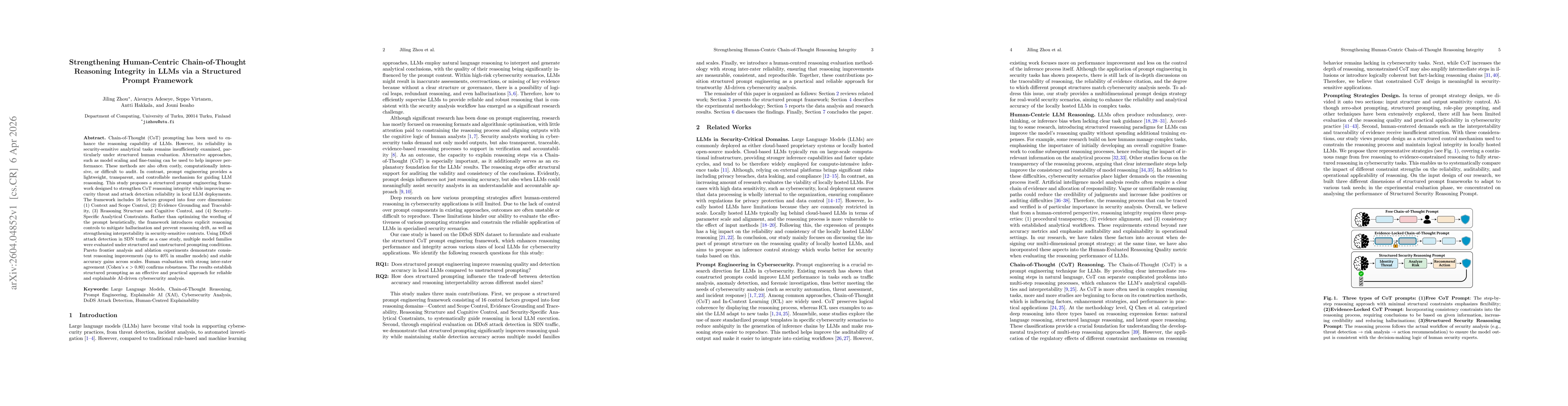 Thumbnail for Strengthening Human-Centric Chain-of-Thought Reasoning Integrity in LLMs via a Structured Prompt Framework
