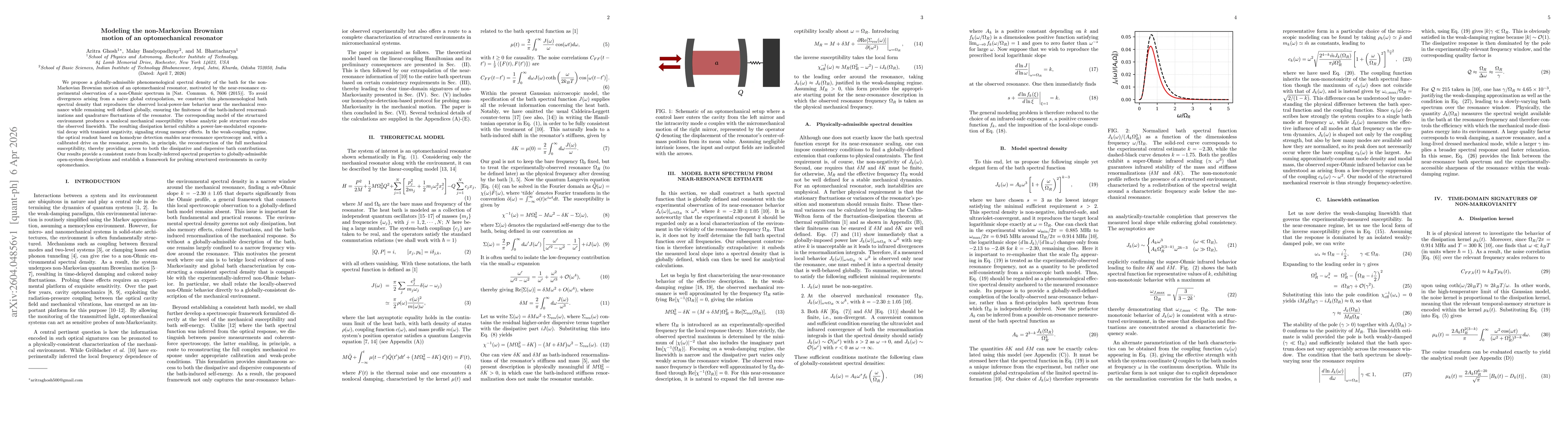 Thumbnail for Modeling the non-Markovian Brownian motion of an optomechanical resonator
