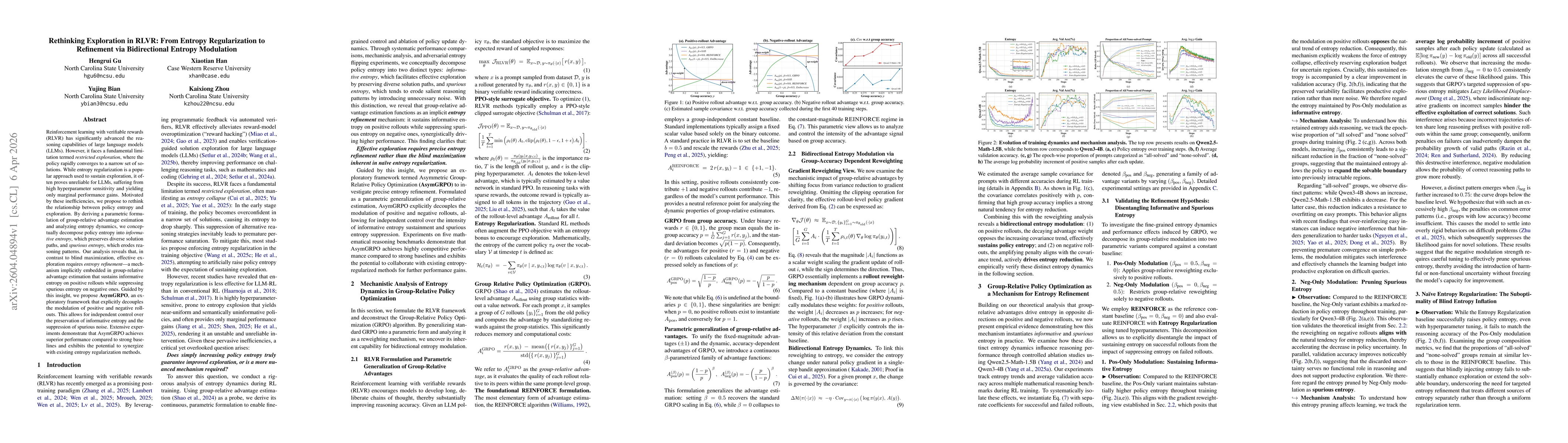 Thumbnail for Rethinking Exploration in RLVR: From Entropy Regularization to Refinement via Bidirectional Entropy Modulation