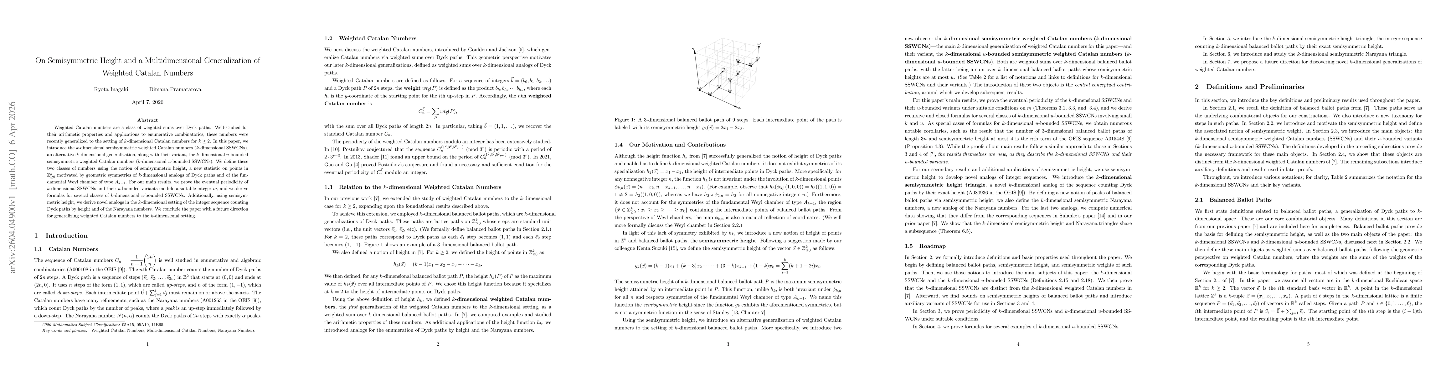 Thumbnail for On Semisymmetric Height and a Multidimensional Generalization of Weighted Catalan Numbers