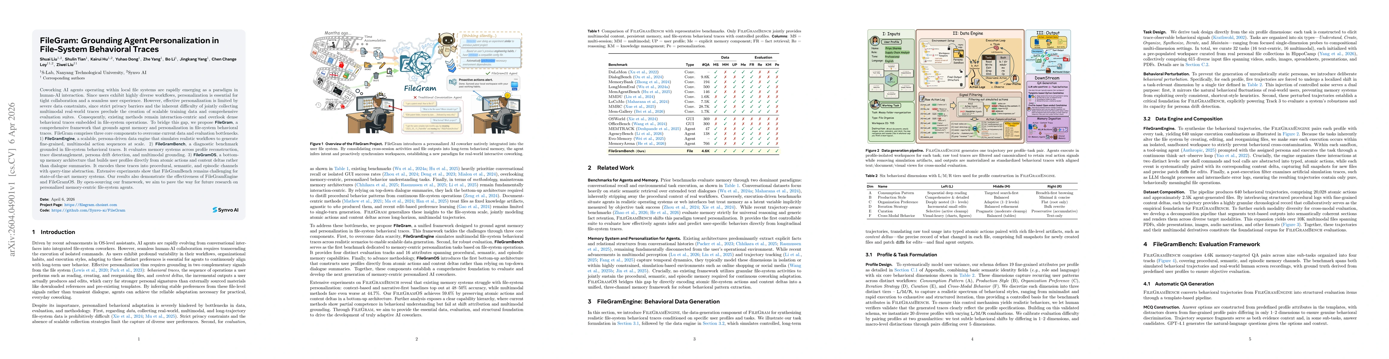Thumbnail for FileGram: Grounding Agent Personalization in File-System Behavioral Traces