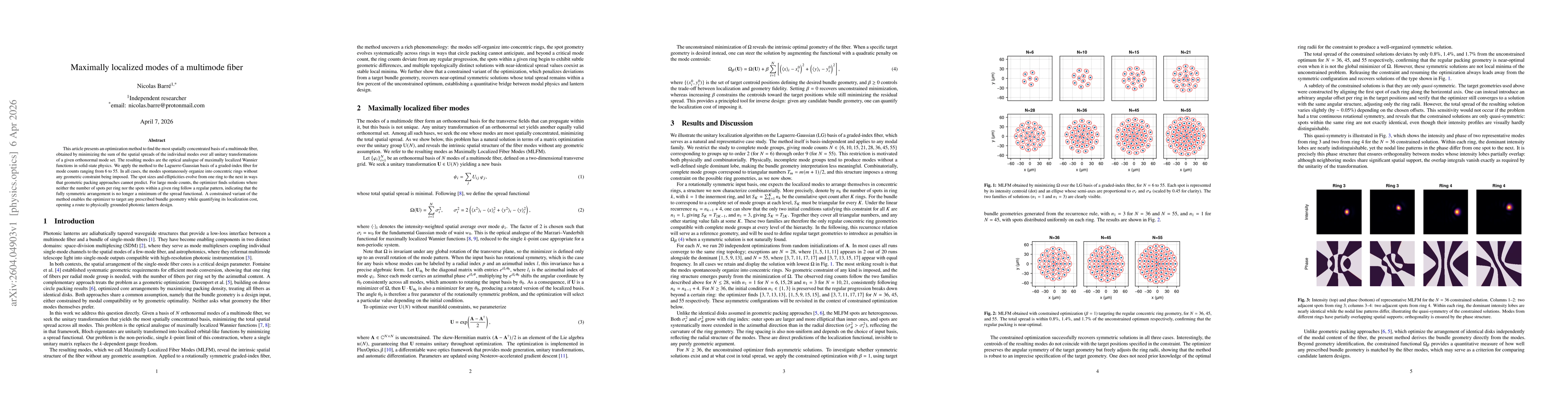 Thumbnail for Maximally localized modes of a multimode fiber