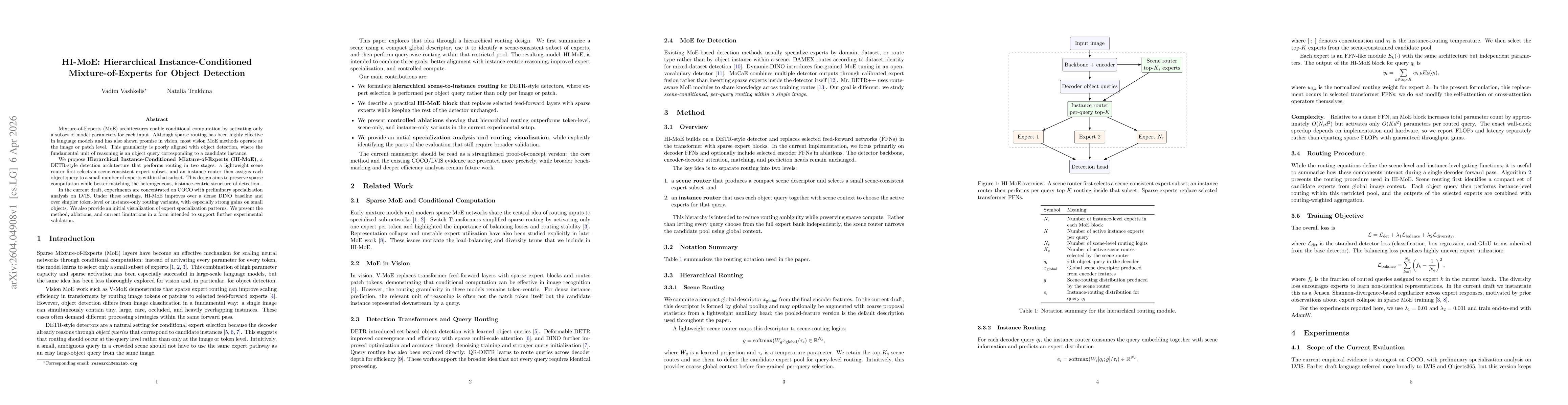 Thumbnail for HI-MoE: Hierarchical Instance-Conditioned Mixture-of-Experts for Object Detection