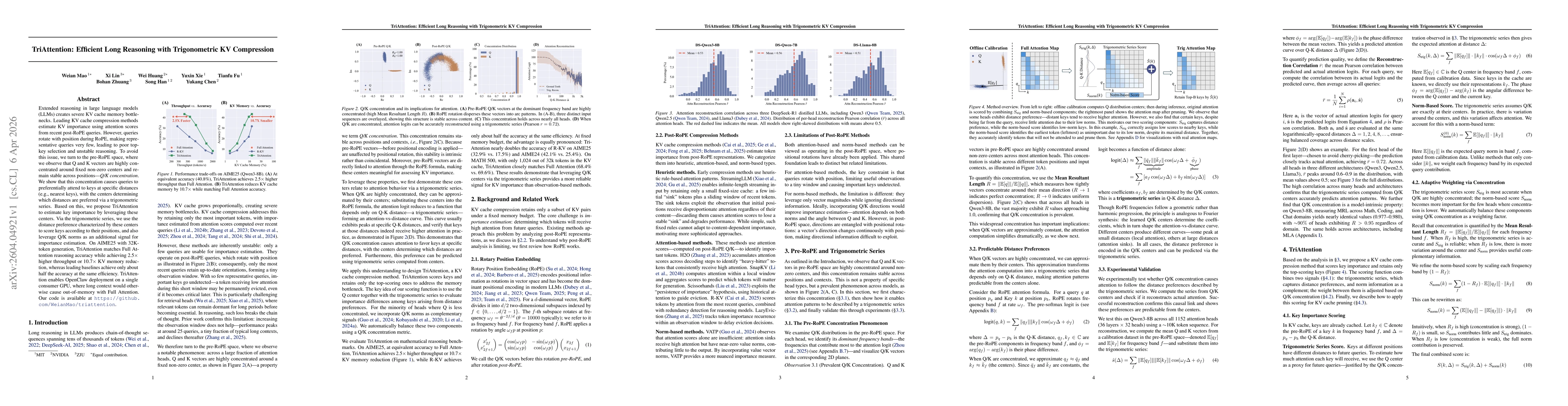 Thumbnail for TriAttention: Efficient Long Reasoning with Trigonometric KV Compression