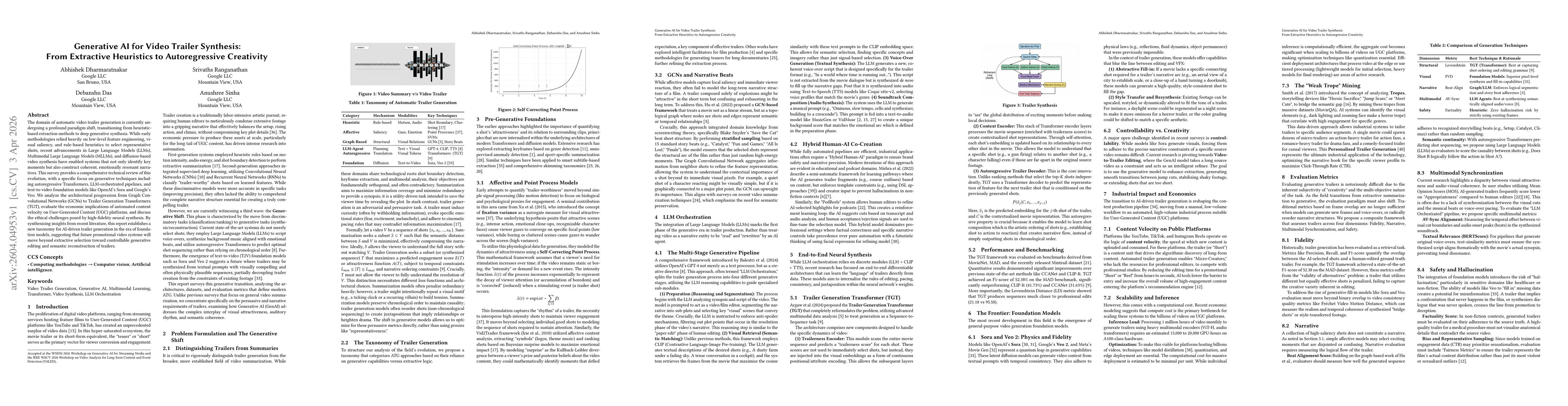 Thumbnail for Generative AI for Video Trailer Synthesis: From Extractive Heuristics to Autoregressive Creativity