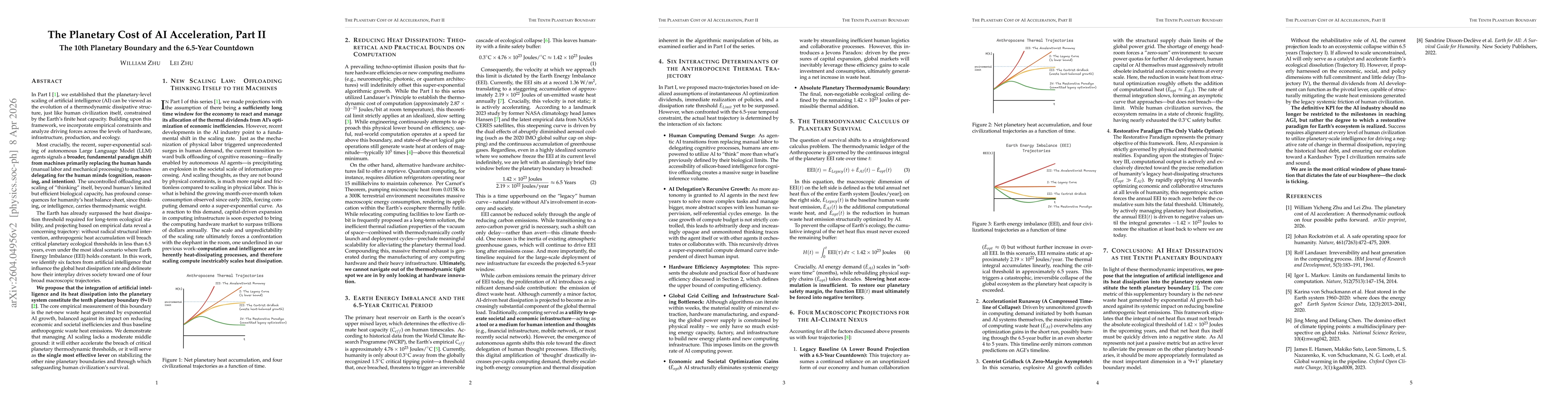 Thumbnail for The Planetary Cost of AI Acceleration, Part II: The 10th Planetary Boundary and the 6.5-Year Countdown