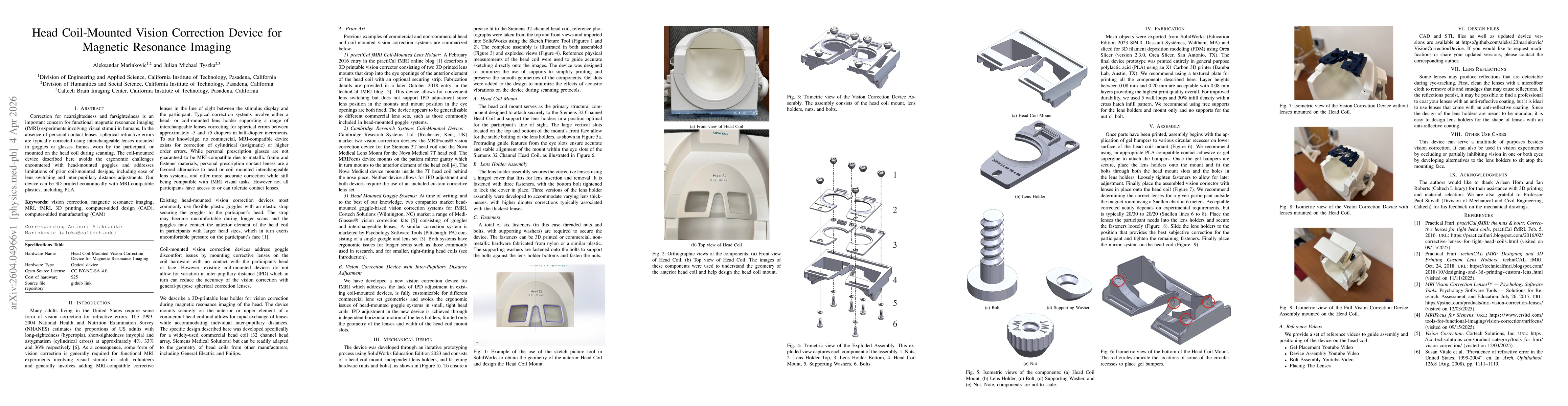 Thumbnail for Head Coil-Mounted Vision Correction Device for Magnetic Resonance Imaging