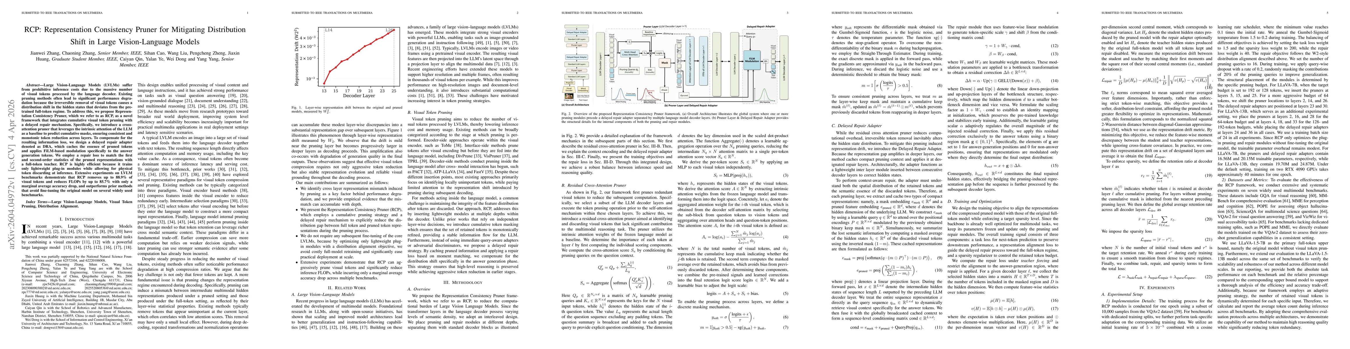 Thumbnail for RCP: Representation Consistency Pruner for Mitigating Distribution Shift in Large Vision-Language Models