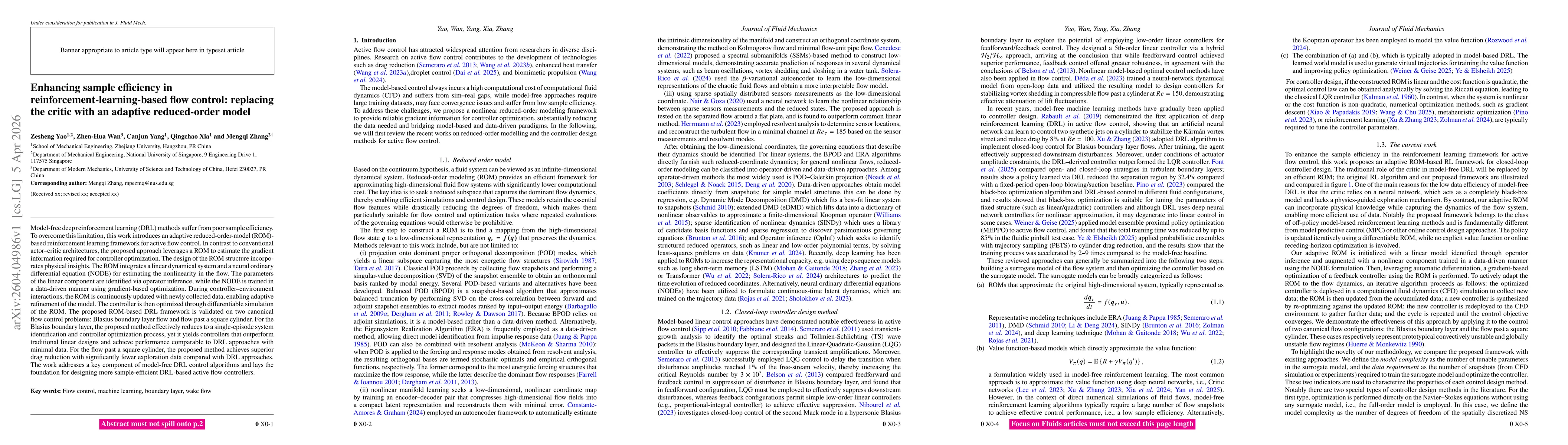 Thumbnail for Enhancing sample efficiency in reinforcement-learning-based flow control: replacing the critic with an adaptive reduced-order model