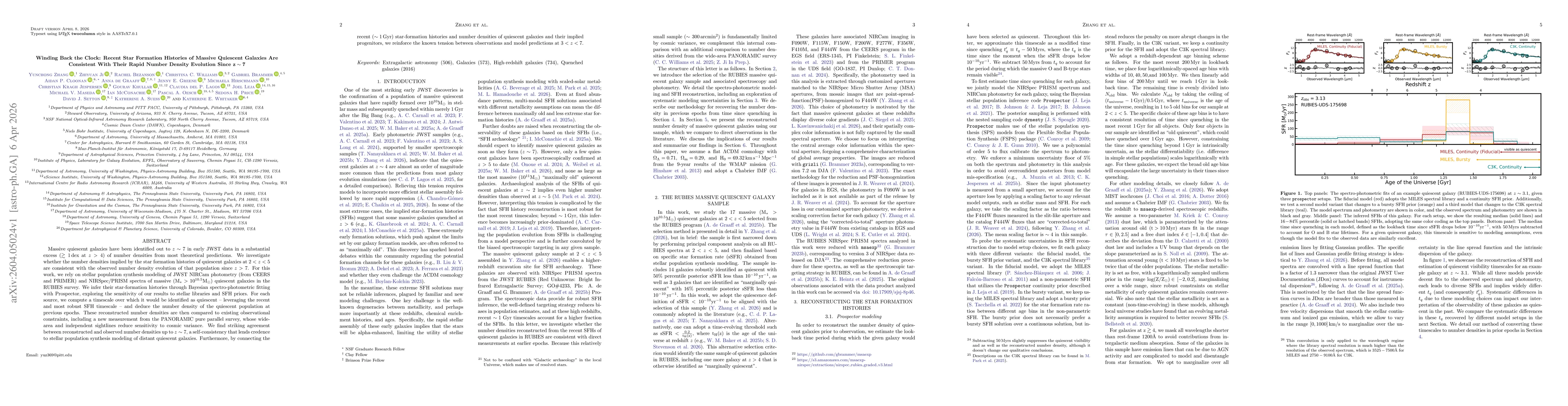 Thumbnail for Winding Back the Clock: Recent Star Formation Histories of Massive Quiescent Galaxies Are Consistent With Their Rapid Number Density Evolution Since $\mathbf{z\sim7}$