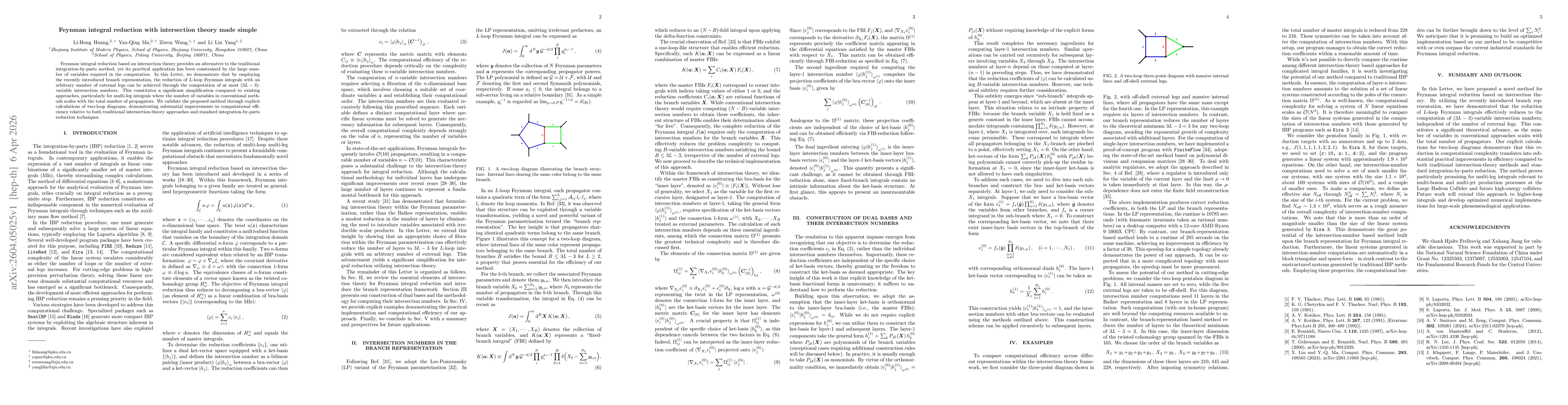 Thumbnail for Feynman integral reduction with intersection theory made simple