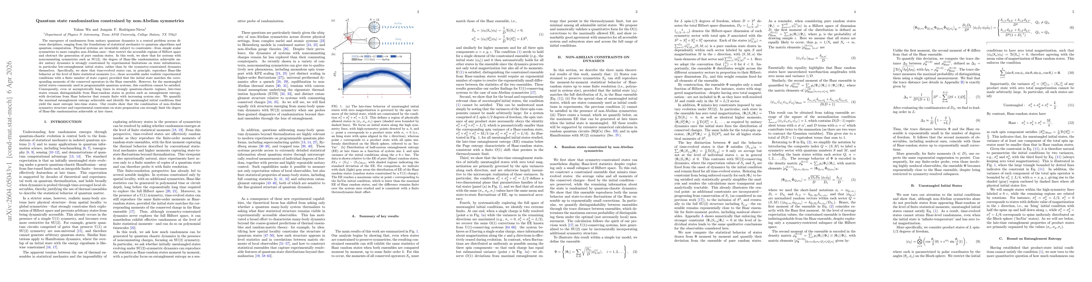 Thumbnail for Quantum state randomization constrained by non-Abelian symmetries