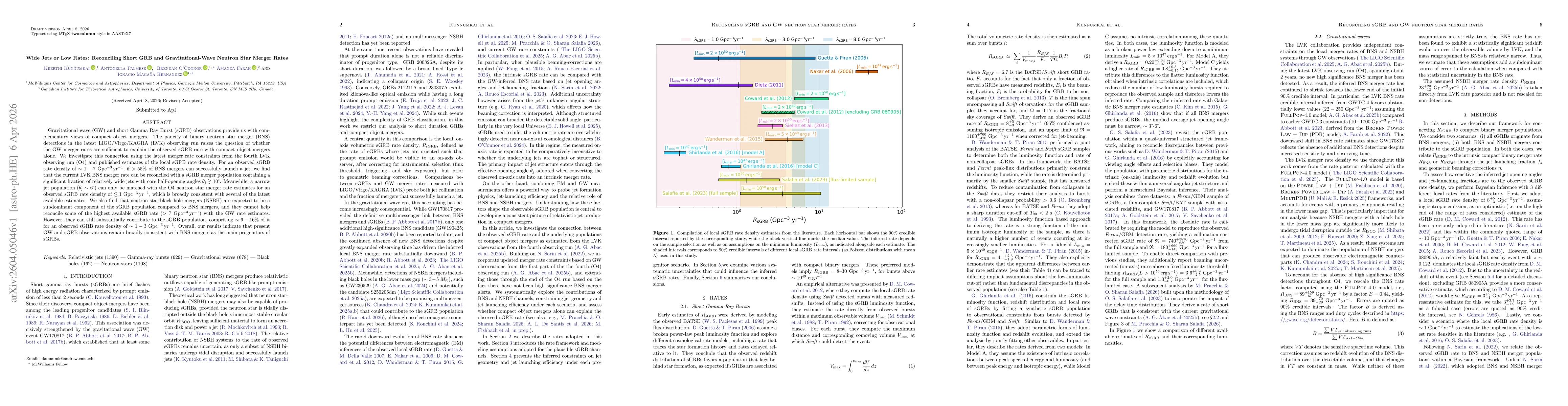 Thumbnail for Wide Jets or Low Rates: Reconciling Short GRB and Gravitational-Wave Neutron Star Merger Rates