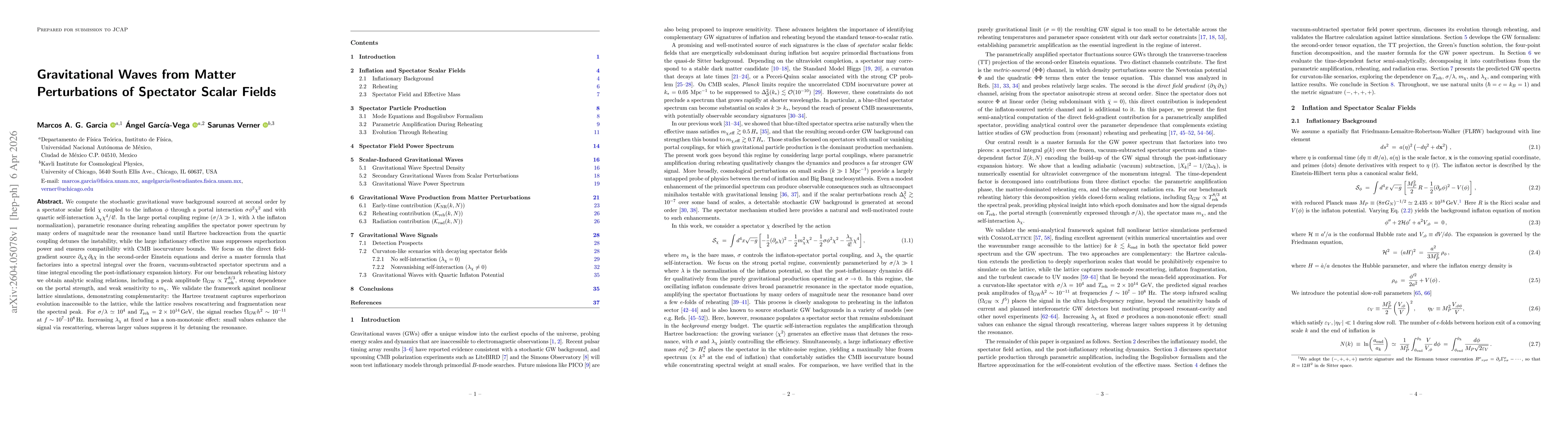 Thumbnail for Gravitational Waves from Matter Perturbations of Spectator Scalar Fields