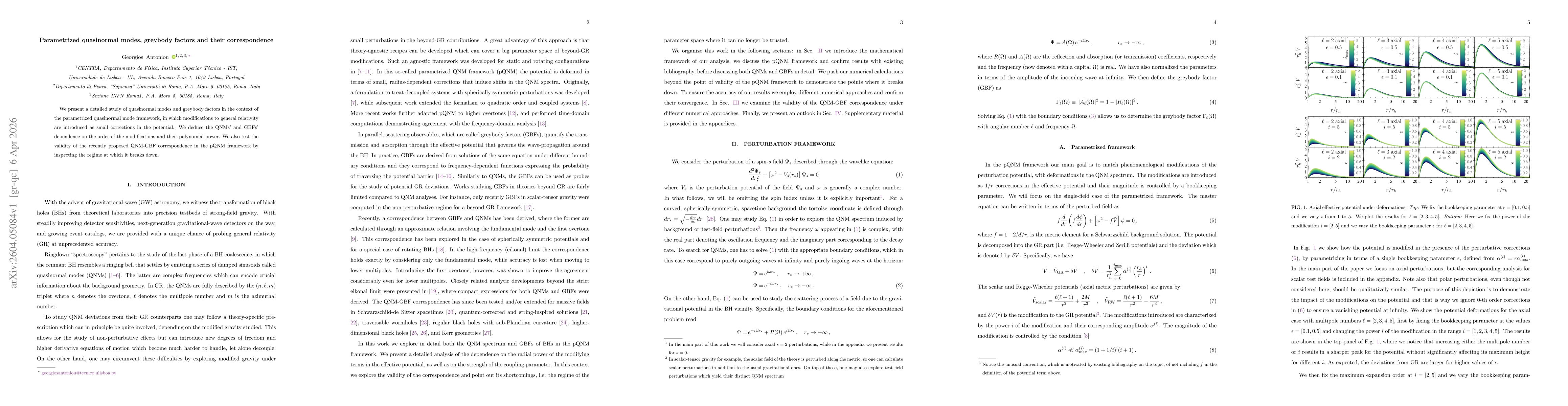 Thumbnail for Parametrized quasinormal modes, greybody factors and their correspondence