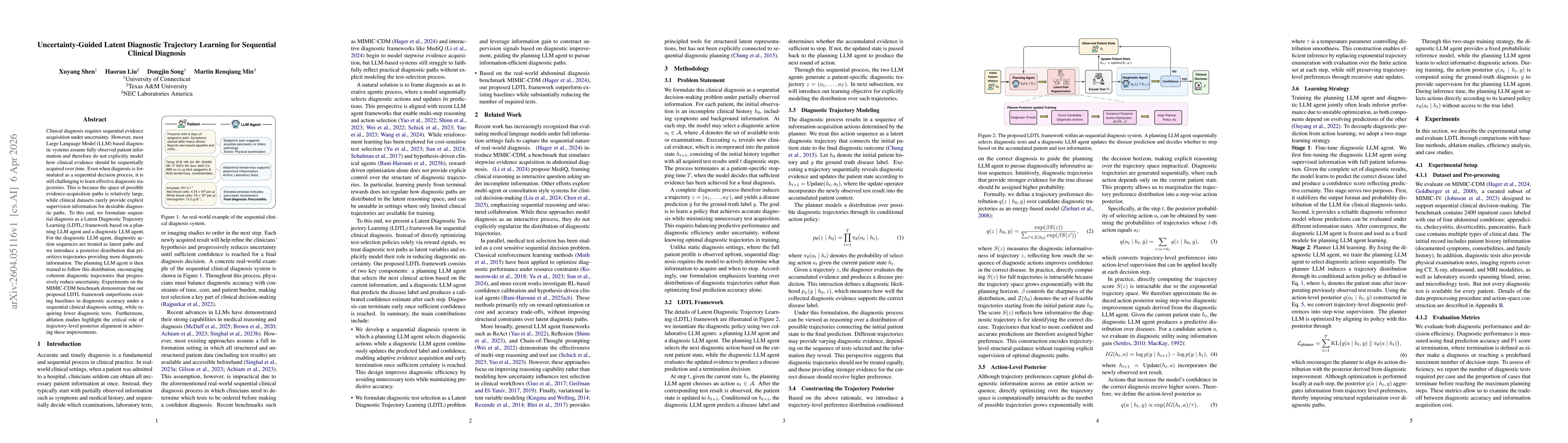 Thumbnail for Uncertainty-Guided Latent Diagnostic Trajectory Learning for Sequential Clinical Diagnosis