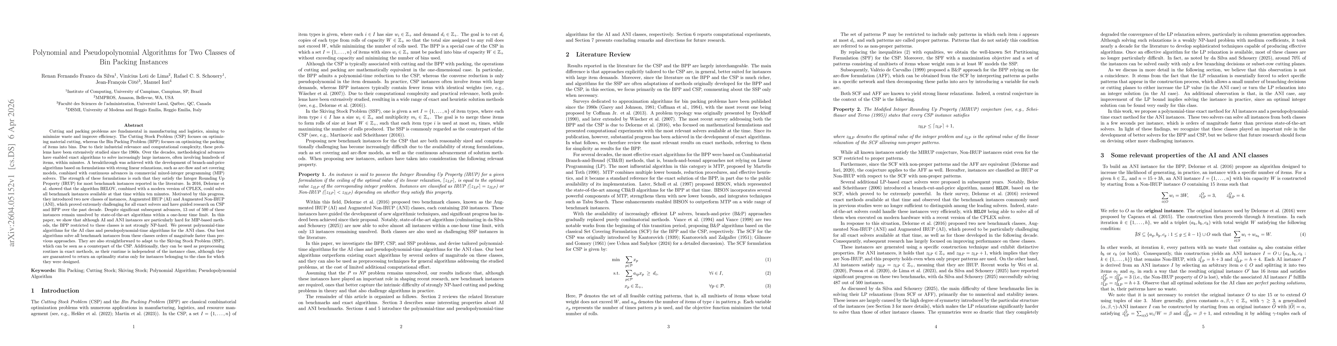 Thumbnail for Polynomial and Pseudopolynomial Algorithms for Two Classes of Bin Packing Instances